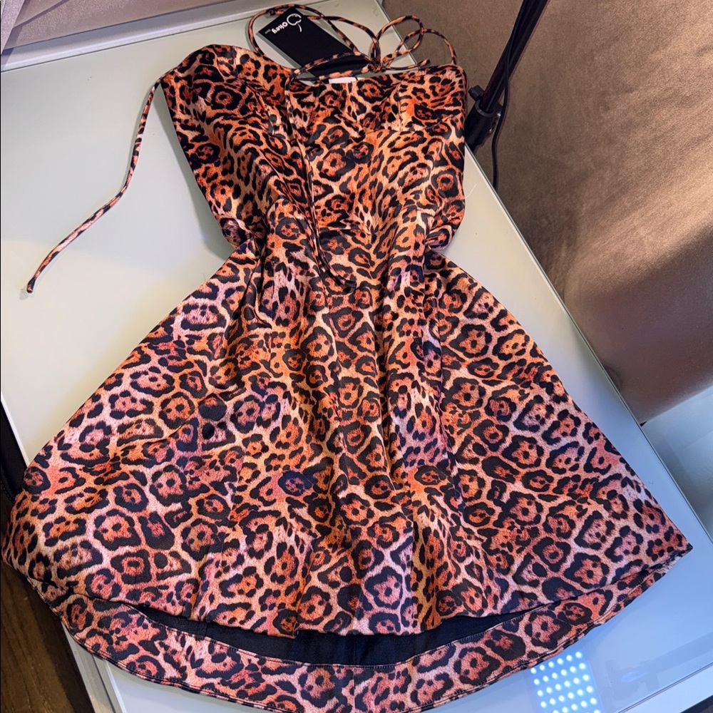 Leopard Print Strapless Dress